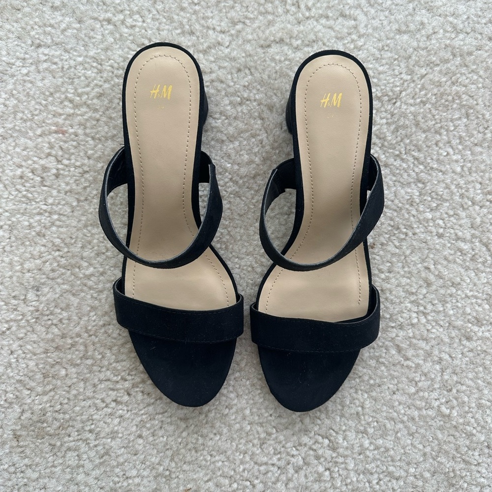 H&M Suede Black Block Heels